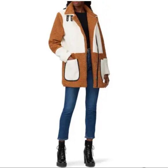 Line & Dot Multi Faux Shearling Coat - Picture 4 of 13